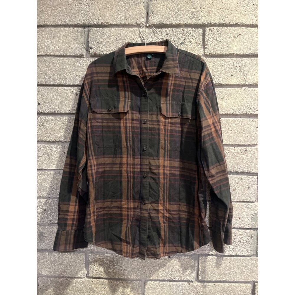 Lauren Ralph Lauren Mens XL Button-Down Plaid Shirt 100% Cotton Green & Brown Wi